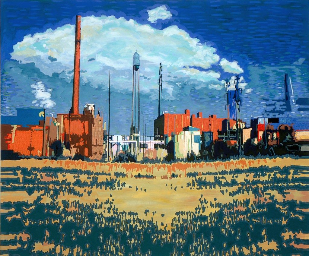Factories, 2005, 48″x60″, Flashe on wood panel