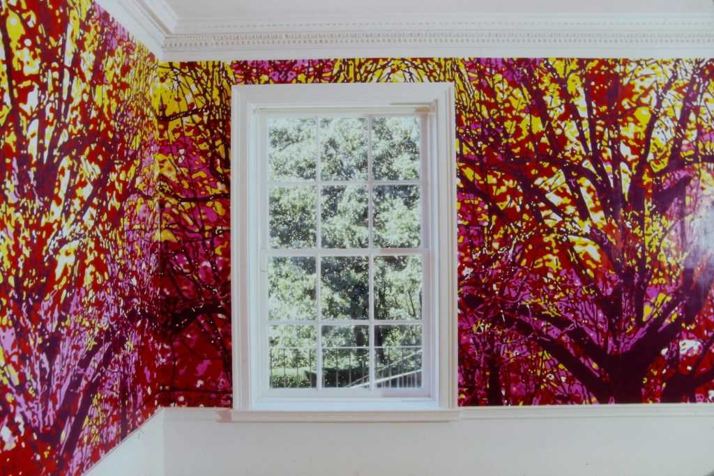 Turn to Black, 2001, Hand-painted Wallpaper, 320 sq. ft. Wave Hill, Bronx, NY