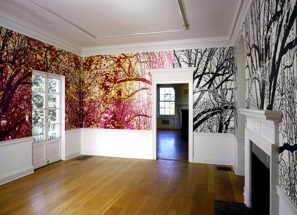 Turn to Black, 2001, Hand-painted Wallpaper, 320 sq. ft. Wave Hill, Bronx, NY