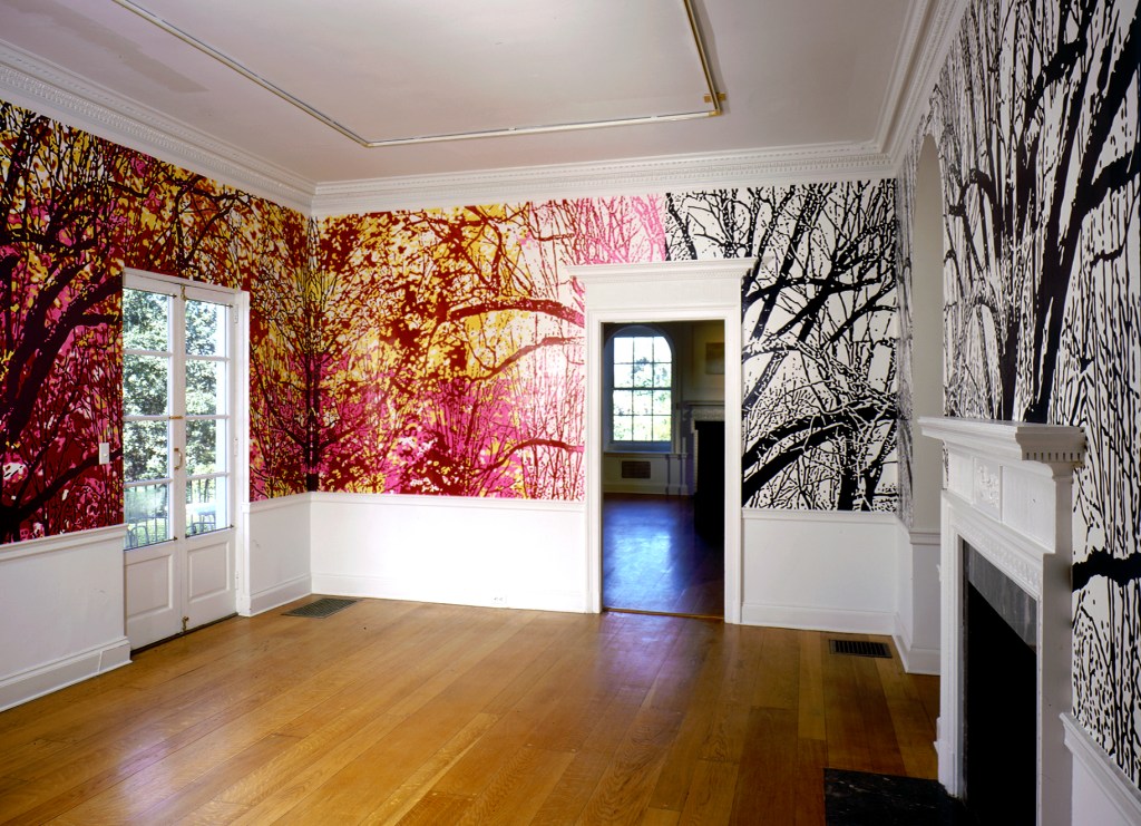 Turn to Black, 2001, Hand-painted Wallpaper, 320 sq. ft. Wave Hill, Bronx, NY