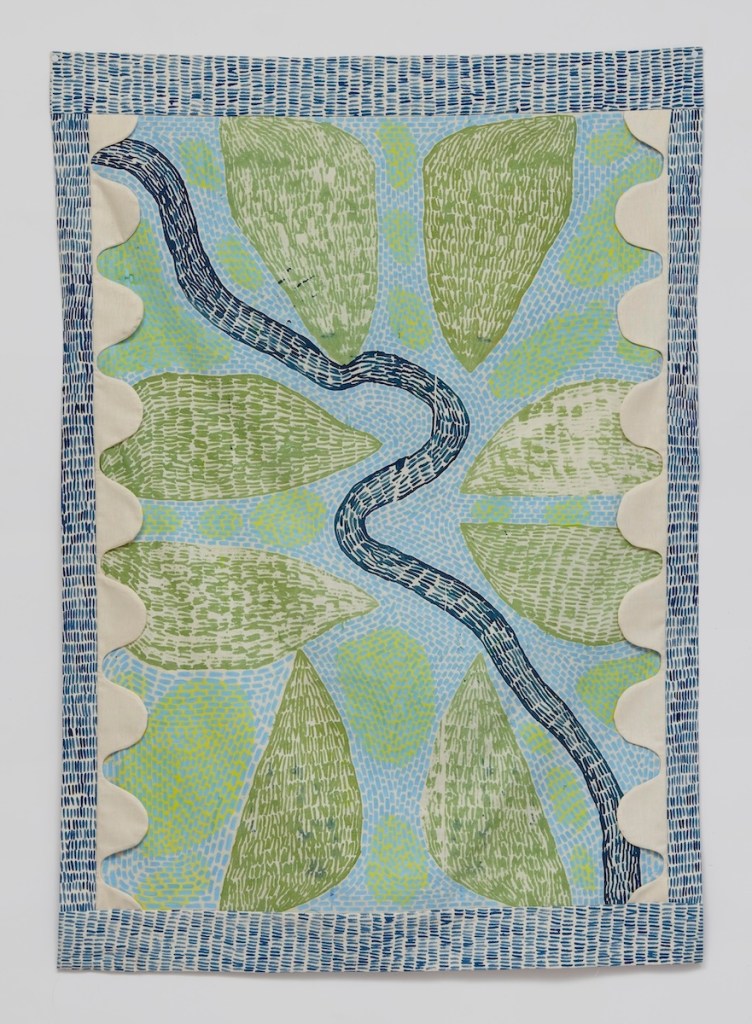 There is a Snake in the Garden, 2022, 38 x 57 inches, Acrylic and flashe on sewn muslin