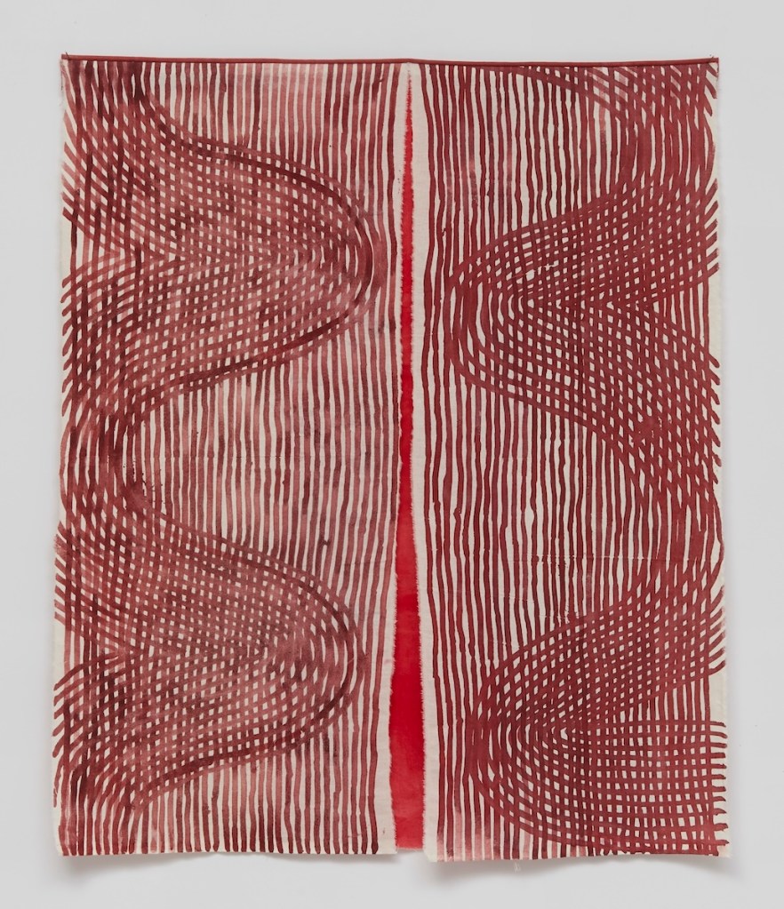Red Veil, 2022, 31 x 36 inches, Acrylic on sewn muslin