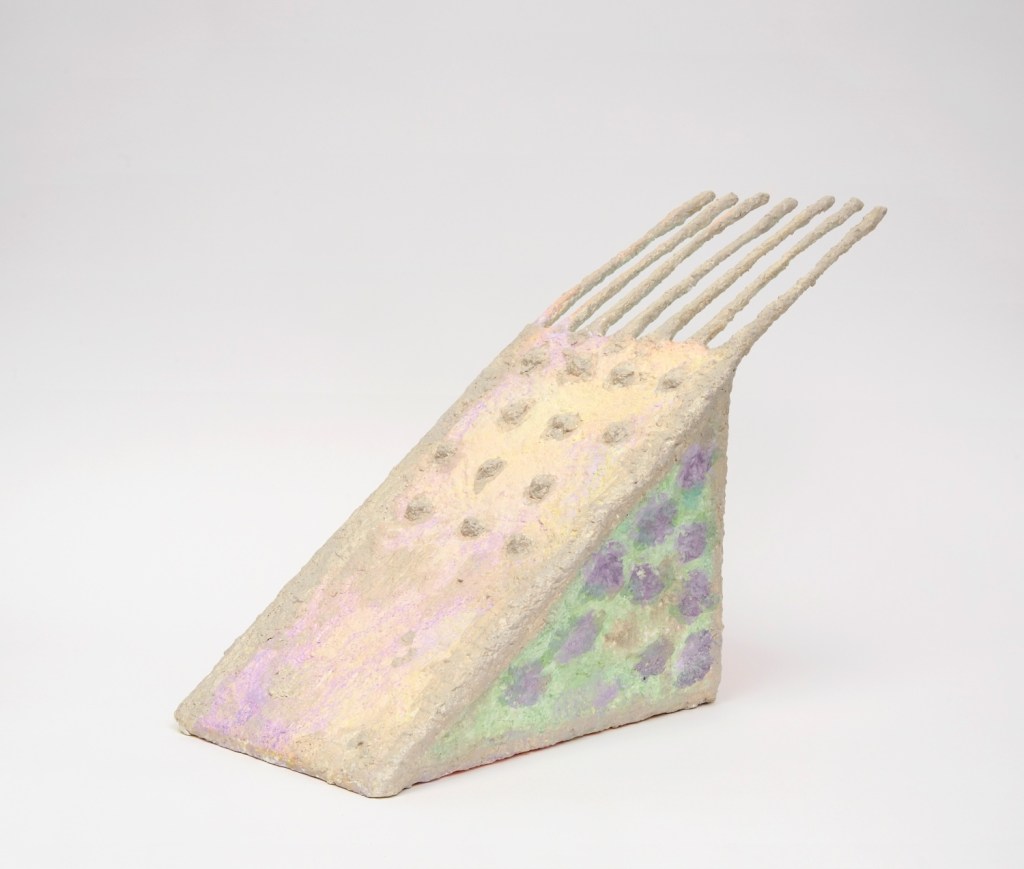 Plow, 2023, Acrylic on sculptamold, foamcore and aluminum, 26 x 18 x 11 inches