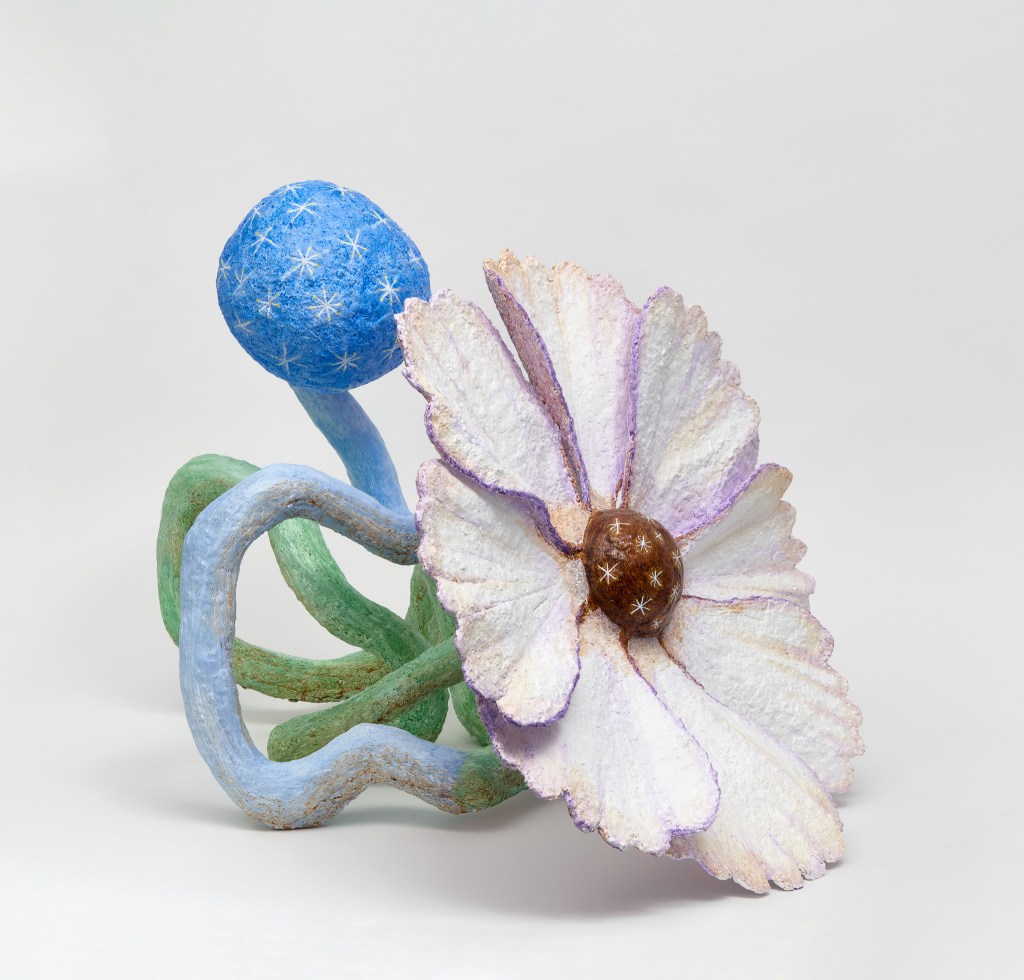 Tail of the Cosmos, 2025, Acrylic on modeling compound, aluminum, cardboard, 33 x 26 x 21 inches