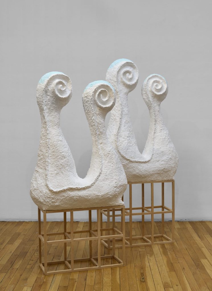 The Waves, 2025, Acrylic, modeling compound, wood, polystyrene, aluminum, Two parts: 30 x 58 x 13 & 30 x 63 x 11 inches